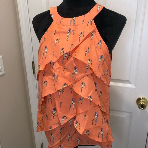 Attention ruffle front sleeveless parrot top size medium - Picture 2 of 8